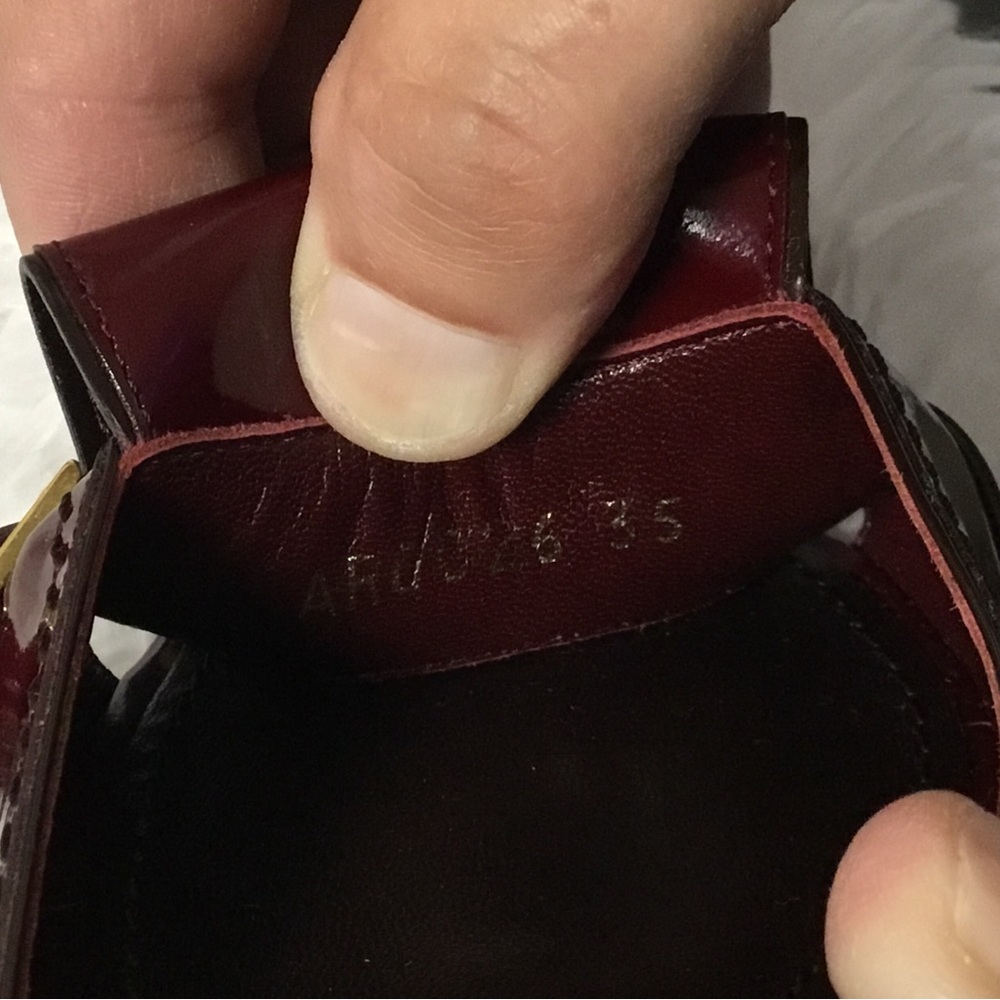Louis Vuitton Burgundy Patent Leather Slide Mules with Gold Hardware - Picture 7 of 13
